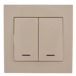 Выключатель 2-кл. СП Rain IP20 с подсветкой крем. LEZARD 703-0303-112