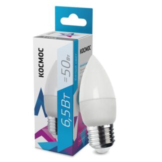 Лампа светодиодная 6.5Вт свеча 4500К бел. E27 220В КОСМОС LkecLED6.5wCNE2745