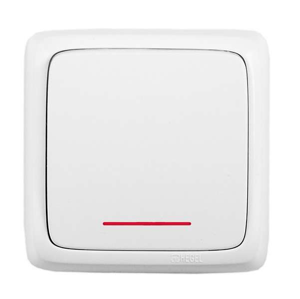 Выключатель 1-кл. ОП Альфа 16А IP20 250В с индикацией с изолир. пластиной бел. HEGEL ВА16-114