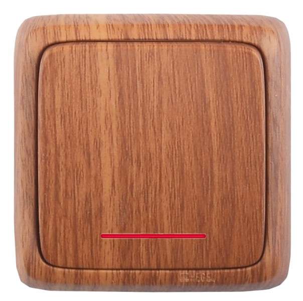 Выключатель 1-кл. ОП Альфа 16А IP20 250В с индикацией с изолир. пластиной дуб HEGEL ВА16-114-05