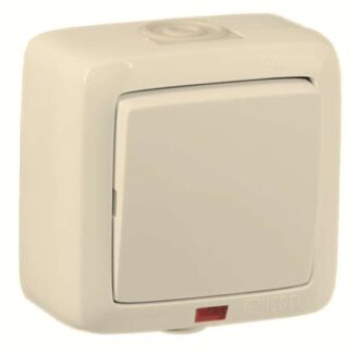 Выключатель 1-кл. ОП Альфа 16А IP44 250В с индикацией сл. кость HEGEL ВА16-212-01