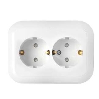 Розетка 2-м СП 16А IP20 с заземл. защ. шторки бел. Bylectrica РС16-357
