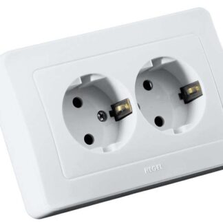 Розетка 2-м СП Мастер 16А IP20 250В с заземл. бел. HEGEL РС16-351