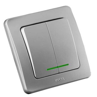Выключатель 2-кл. СП Мастер 10А IP20 250В с индикацией серебр. HEGEL ВС10-352-06