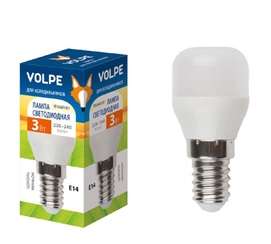 Лампа светодиодная LED-Y27-3W/WW/E14/FR/Z 3Вт цилиндр 3000К тепл. бел. E14 250лм 220-240В для холодильников Volpe UL-...