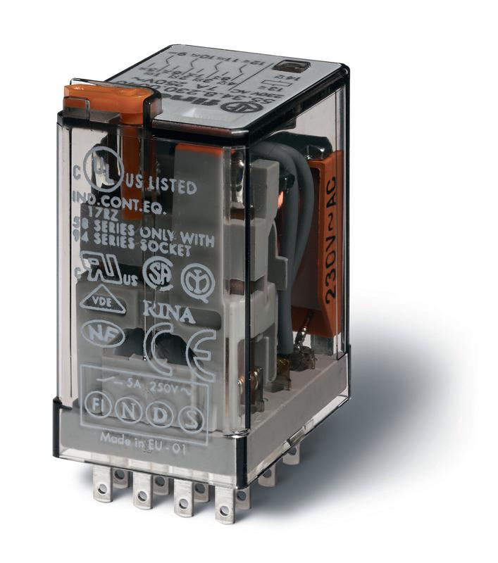 Реле миниатюрное 4CO 7А 240В AC FINDER 553482400040