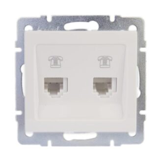 Розетка телефонная 2-м Rain RJ11 евро стандарт механизм бел. LEZARD 703-0288-138