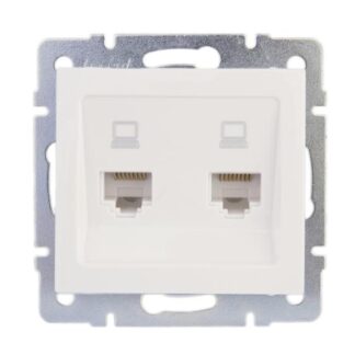 Розетка компьютерная 2-м Rain RJ45 механизм бел. LEZARD 703-0288-141