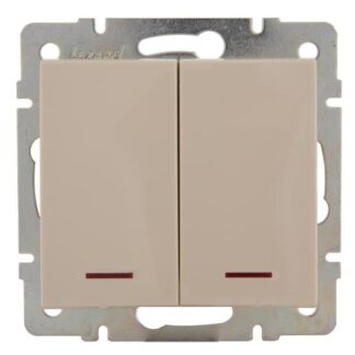 Выключатель 2-кл. СП Rain IP20 с подсветкой механизм крем. LEZARD 703-0388-112