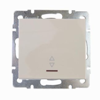 Переключатель проходной 1-кл. СП Rain IP20 с подсветкой механизм крем. LEZARD 703-0388-114