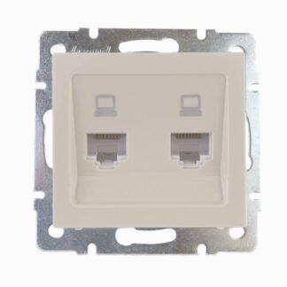 Розетка компьютерная 2-м Rain RJ45 механизм крем. LEZARD 703-0388-141