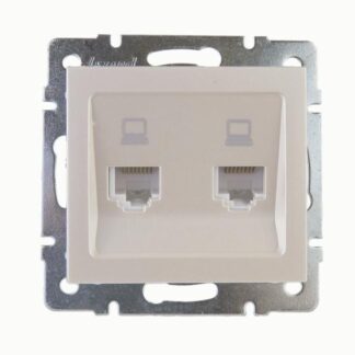 Розетка компьютерная 2-м Rain RJ45 механизм жемчуж./бел. перламутр. LEZARD 703-3088-141