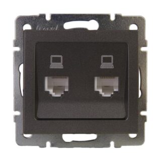 Розетка компьютерная 2-м Rain RJ45 механизм матов. черн. графит LEZARD 703-4188-141