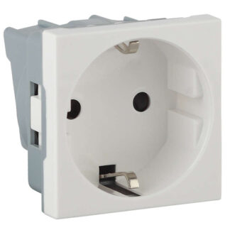 Розетка 1-м 16А IP20 45х45 с заземл. защ. шторки бел. Ruvinil АДЛ 13-900