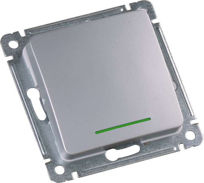 Переключатель 1-кл. СП 16А 250В с индикацией механизм серебр. HEGEL ВС10-462-06