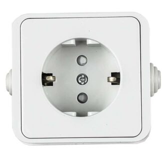 Розетка 1-м AQUA 3113 защ. шторки с заземл. п/герм. бел. ASD / IN HOME 4690612003450