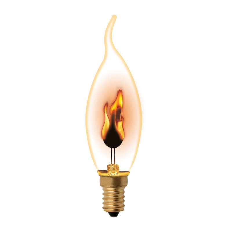 Лампа декоративная IL-N-CW35-3/RED-FLAME/E14/CL с типом свечения "эффект пламени" форма "свеча на ветру" прозр. упак....