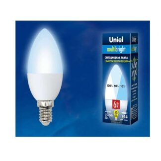 Лампа светодиодная LED-C37-6W/NW/E14 /FR/MB PLM11WH Multibright 6Вт свеча матовая 4000К нейтр. бел. E14 100-50-10 (уп...