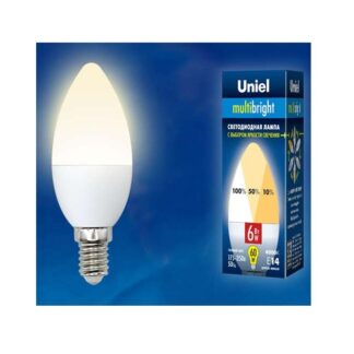 Лампа светодиодная LED-C37-6W/WW/E14/FR/MB PLM11WH Multibright 6Вт свеча матовая 3000К тепл. бел. E14 100-50-10 (упак...