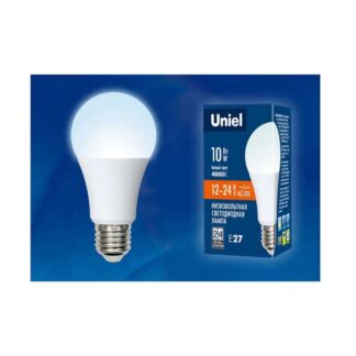 Лампа светодиодная LED-A60-10W/NW/E27 /FR/12-24V PLO55WH 10Вт грушевидная матовая 4000К нейтр. бел. E27 12-24В (упак....