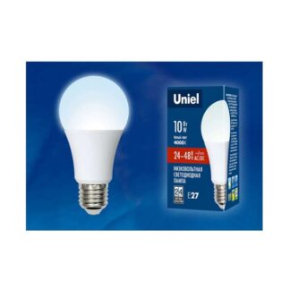 Лампа светодиодная LED-A60-10W/NW/E27 /FR/24-48V PLO55WH 10Вт грушевидная матовая 4000К нейтр. бел. E27 24-48В (упак....