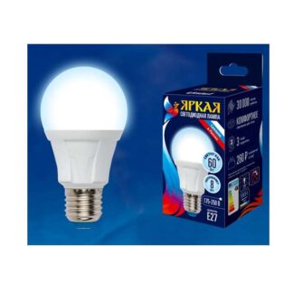 Лампа светодиодная LED-A60 8W/DW/E27/FR PLP01WH Яркая 8Вт грушевидная матовая 6500К холод. бел. E27 (упак. картон) Un...