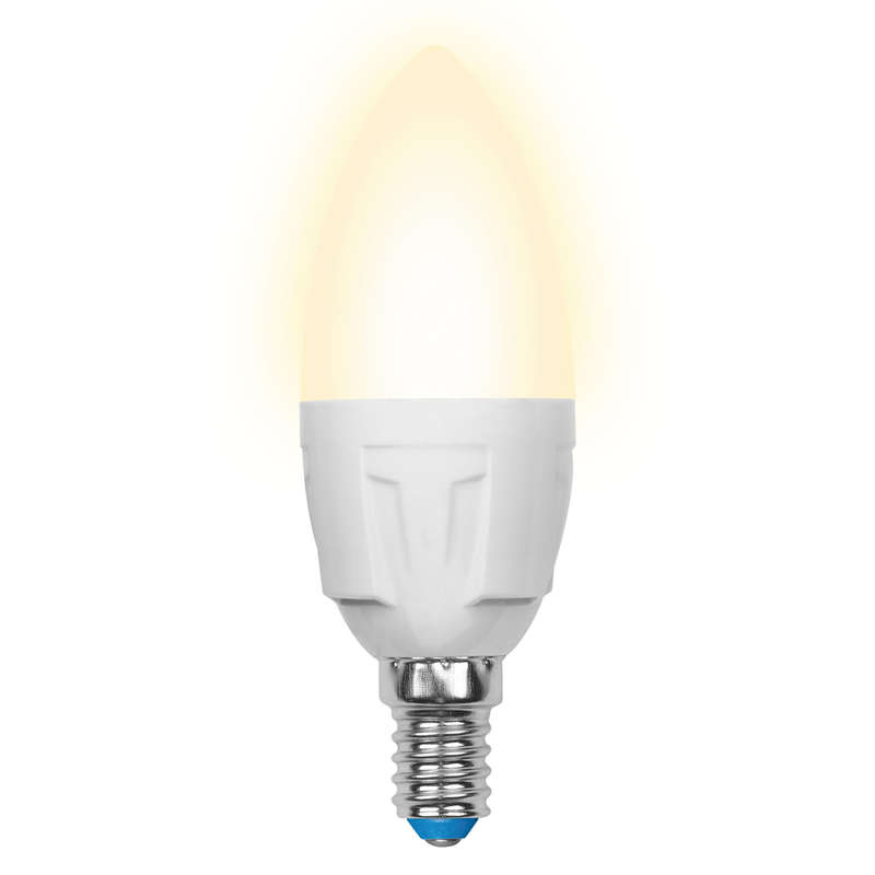 Лампа светодиодная LED-C37 7W/WW/E14/FR PLP01WH Яркая 7Вт свеча матовая 3000К тепл. бел. E14 (упак. картон) Uniel UL-...