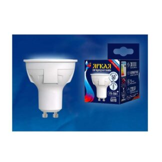 Лампа светодиодная LED-JCDR 6W/NW/GU10/FR PLP01WH Яркая JCDR 6Вт матовая 4000К нейтр. бел. GU10 (упак. картон) Uniel ...