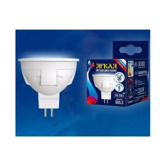 Лампа светодиодная LED-JCDR 6W/NW/GU5.3/FR PLP01WH Яркая JCDR 6Вт матовая 4000К нейтр. бел. GU5.3 (упак. картон) Unie...