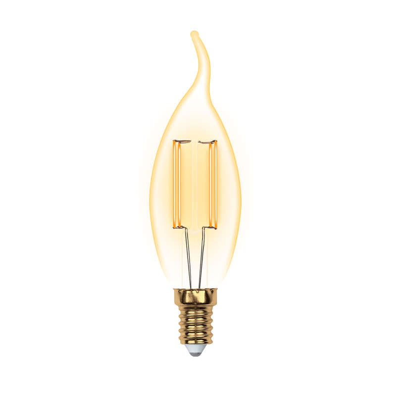 Лампа светодиодная LED-CW35-5W/GOLDEN/E14 GLV21GO Vintage форма "свеча на ветру" зол. колба упак. картон Uniel UL-000...
