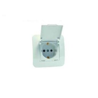 Розетка 1-м СП Lillium N 10А с заземл. с крышкой бакелит бел. Makel 55029