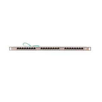 Патч-панель 19дюйм 0.5U 24 порта кат.6 (класс E) 250МГц RJ45/8P8C 110/KRONE T568A/B полный экран с органайзером метал. NIKOMAX NMC-RP24SE2-HU-MT