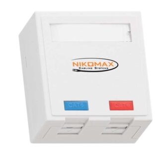 Розетка 2 порта кат.5E (класс D) 100МГц RJ45 (8P8C) FT-TOOL/110/KRONE T568A/B полный экран со шторками бел. NIKOMAX N...