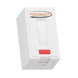 Розетка 1 порт кат.5E (класс D) 100МГц RJ45 (8P8C) FT-TOOL/110/KRONE T568A/B полный экран со шторкой бел. NIKOMAX NMC-WO1SD2-FT-ST-WT
