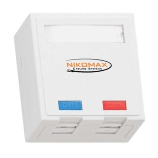 Розетка 2 порта кат.6 (класс E) 250МГц RJ45/8P8C FT-TOOL/110/KRONE T568A/B неэкран. со шторками бел. NIKOMAX NMC-WO2U...