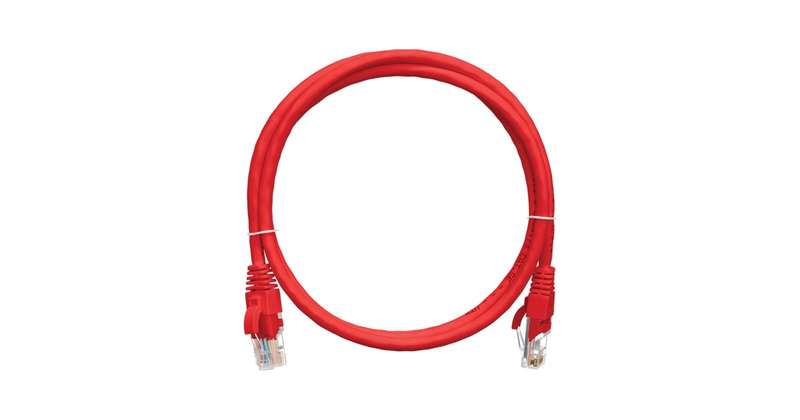 Патч-корд кат.5E (класс D) U/UTP 4 пары 24 AWG (7х0.205мм) 100МГц 2хRJ45 (8P8C) BC чистая медь LSZH нг(А)-HFLTx 0.3м красн. NIKOMAX NMC-PC4UD55B-003-C-RD