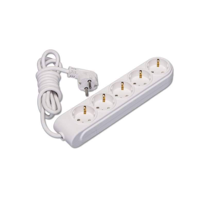 Удлинитель 5х2м с заземл. 16А IP20 ПВС 3х1.5 защ. шторки Makel N5210034