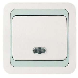 Выключатель 1-кл. СП Mimoza 10А IP20 с подсветкой бел./сер. Makel 12421