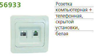 Розетка компьютерная + телефонная 2-м СП Classic POWERMAN 1151436
