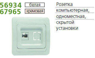 Розетка компьютерная 1-м СП Classic RJ45 IP20 бел. POWERMAN 1151423