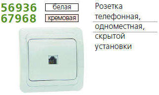 Розетка телефонная 1-м СП Classic RJ11 (4P4C) бел. POWERMAN 1151421