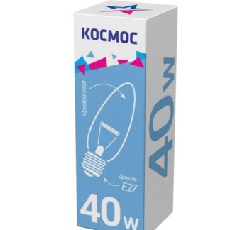 Лампа накаливания Свеча 40Вт E27 прозр. Космос LKsmSCnCL40E27v2