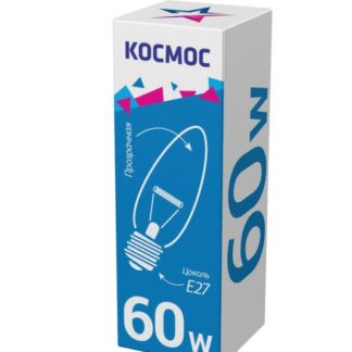 Лампа накаливания Свеча 60Вт E27 прозр. Космос LKsmSCnCL60E27v2