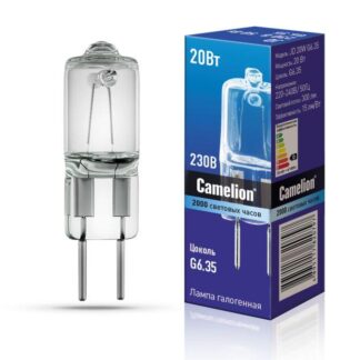 Лампа галогенная JD 20Вт капсула G6.35 3000К 240В Camelion 6720