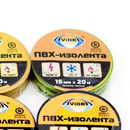 Изолента ПВХ 15мм (рул.20м) желт./зел. AVIORA 305-024