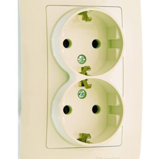 Розетка 2-м СП Lillium N 10А с заземл. крем. Makel 55282