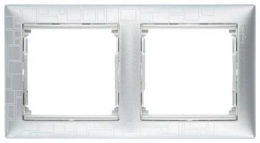 Рамка 2-м Valena горизонт. матов. алюм. (блист.) IEK 694354