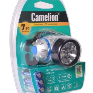 Фонарь налобный LED5310-7F3 7LED 3 режима 3хR03 (в компл.) металлик Camelion 7534