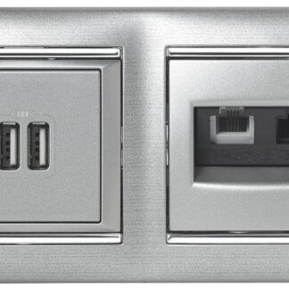 Розетка компьютерная + телефонная 2-м СП Valena RJ45 кат.5E UTP+RJ11 механизм алюм. Leg 770280