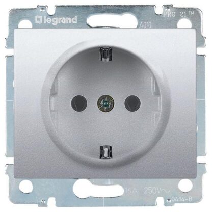 Розетка 1-м СП Galea Life 16А IP20 2P+E с заземл. защ. шторки немецк. стандарт с лицев. панелью механизм алюм. Leg 77...